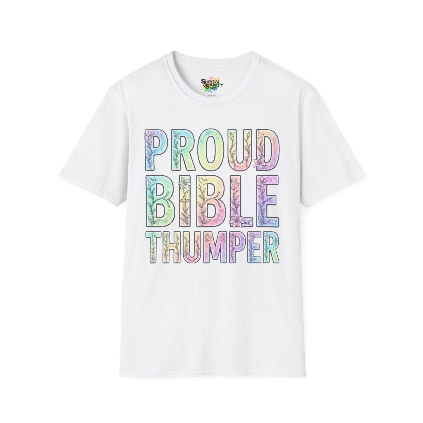 Proud Bible Thumper Pastel Rainbow Easter Faith Unisex Soft Style T-Shirt