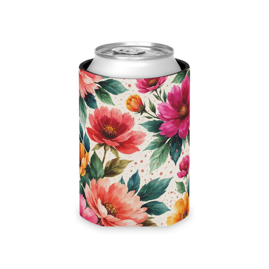 Electric Wildflower Garden Pattern – Splatter Bloom Collection — Lightweight Foam Grip Lined Koozie