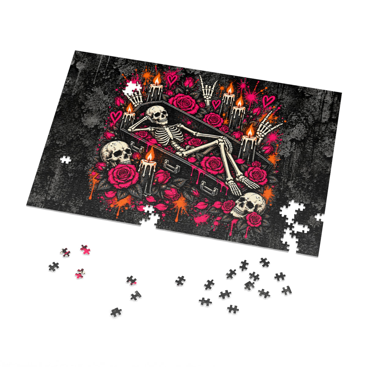 Dead & Unbothered Halloween Jigsaw Puzzle | Gothic Skeleton Statement Puzzle by Subbin4Sanity