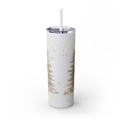Christmas Skinny Tumbler with Straw, 20oz, "Merry Christmas Yall/I'm a gift"