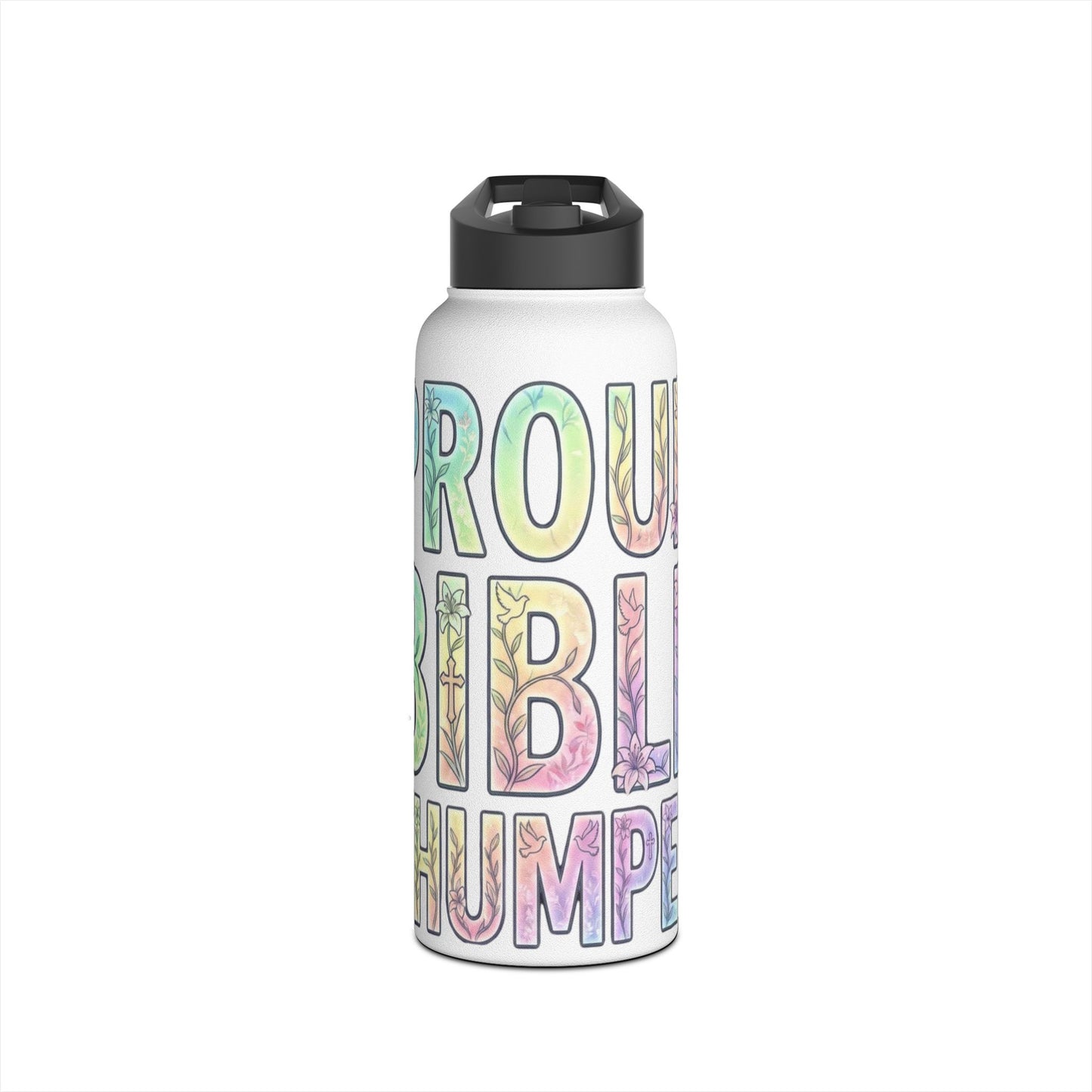 Proud Bible Thumper Pastel Rainbow Easter Faith Stainless Steel Water Bottle