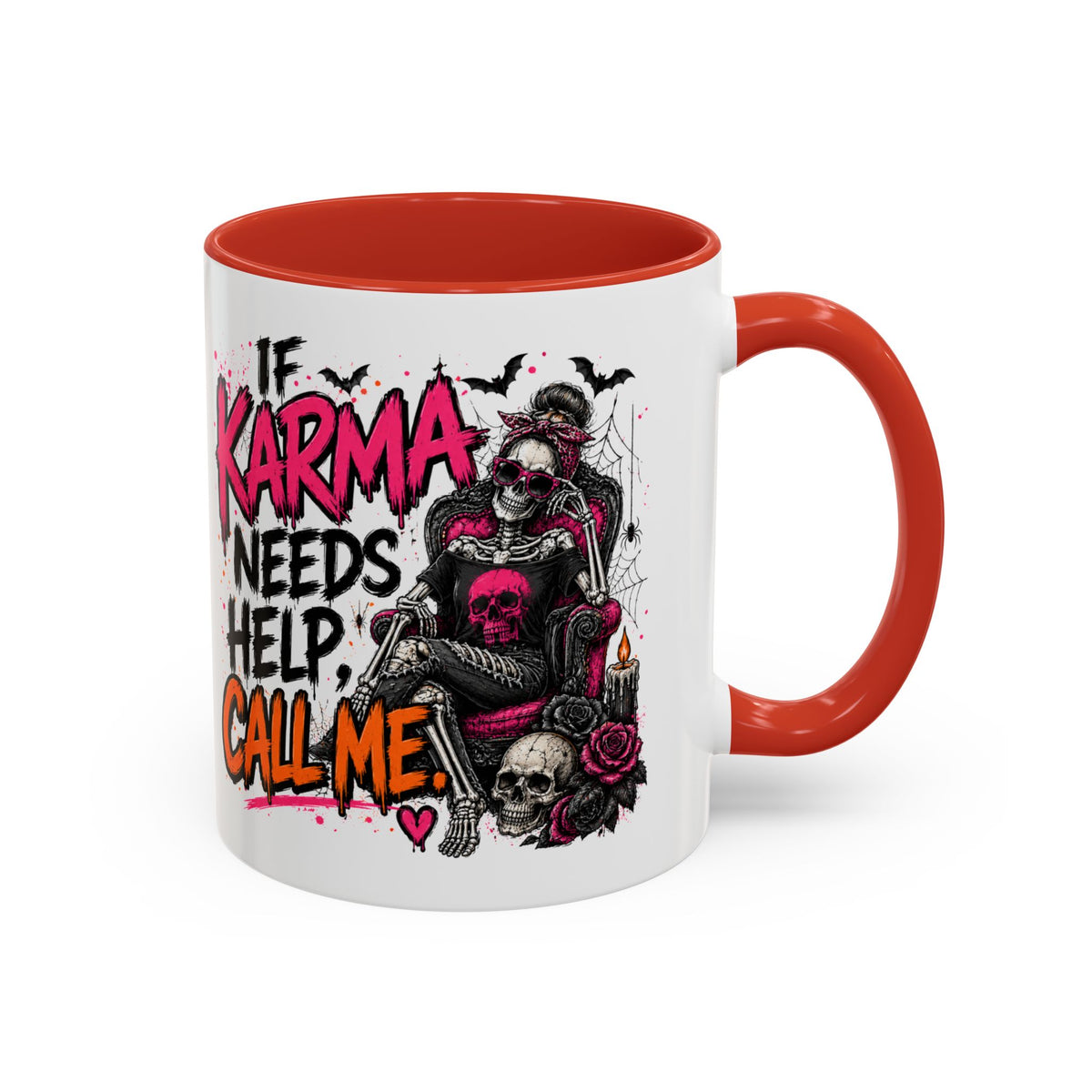 If Karma Needs Help Call Me Coffee Mug | Sarcastic Gothic Ceramic Mug by Subbin4Sanity