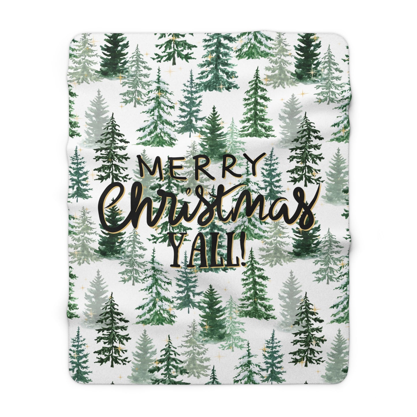 Christmas Sherpa Fleece Blanket | Merry Christmas Y’all Tree Pattern Throw