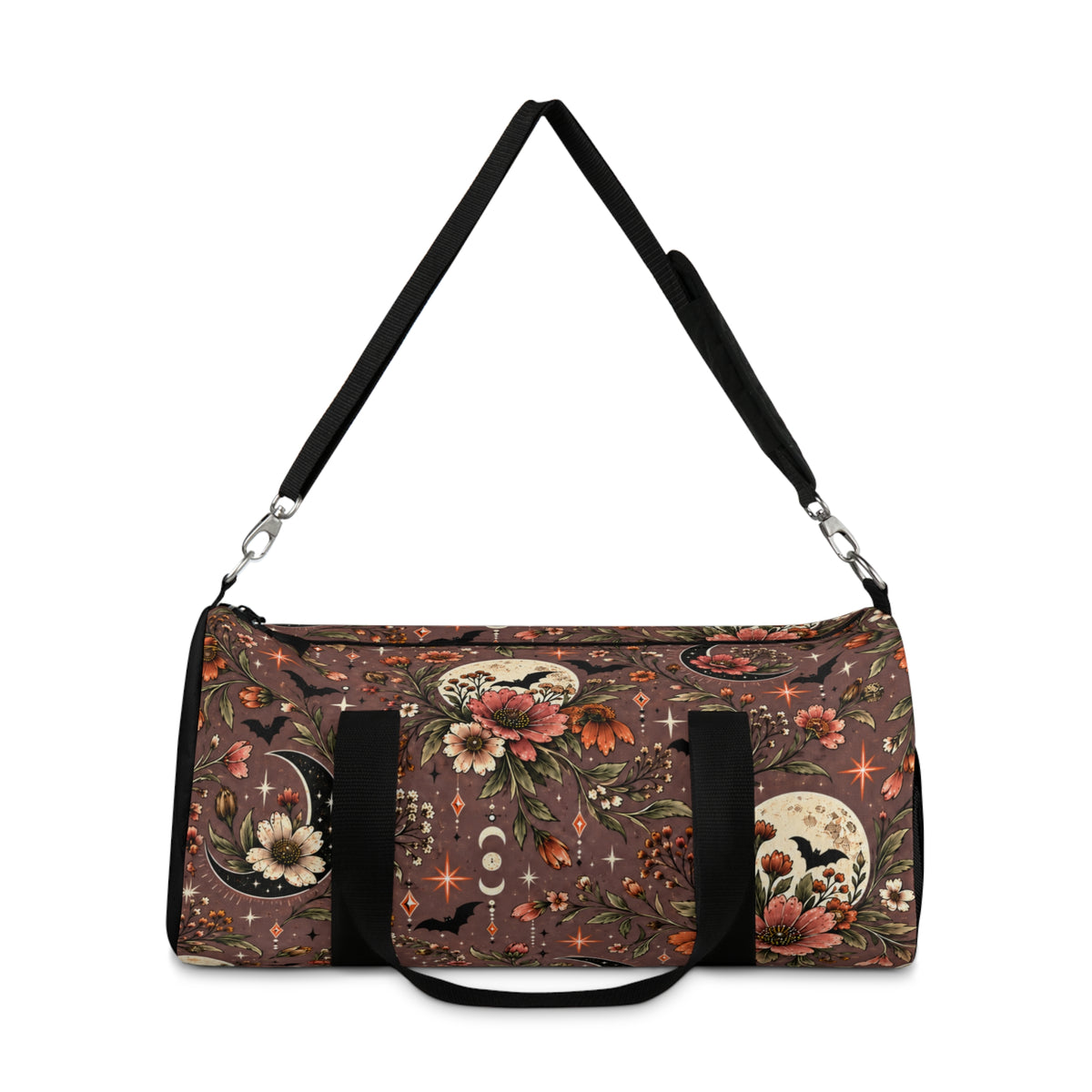Midnight Wildflowers Duffel Bag | Boho Halloween Floral Celestial Travel Bag by Subbin4Sanity