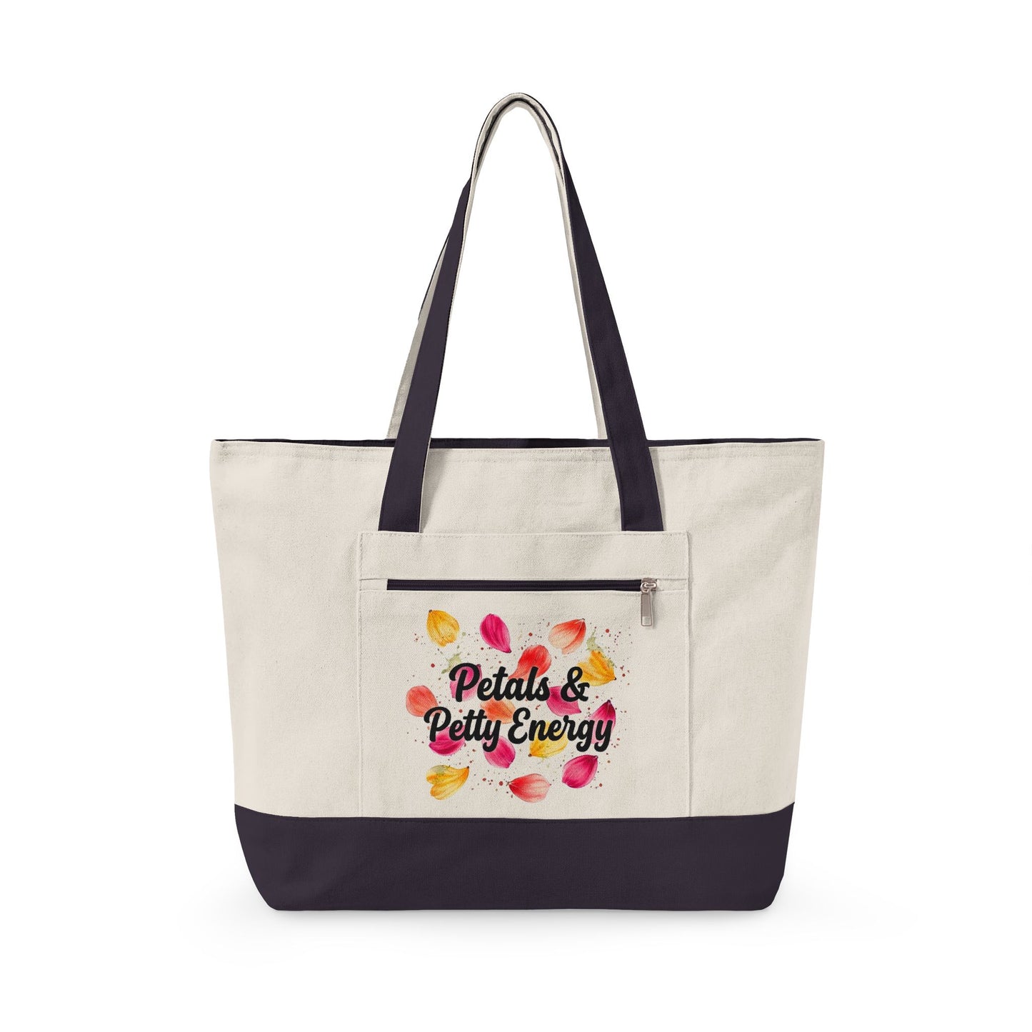 "Petals & Petty Energy" — Zippered Tote Bag