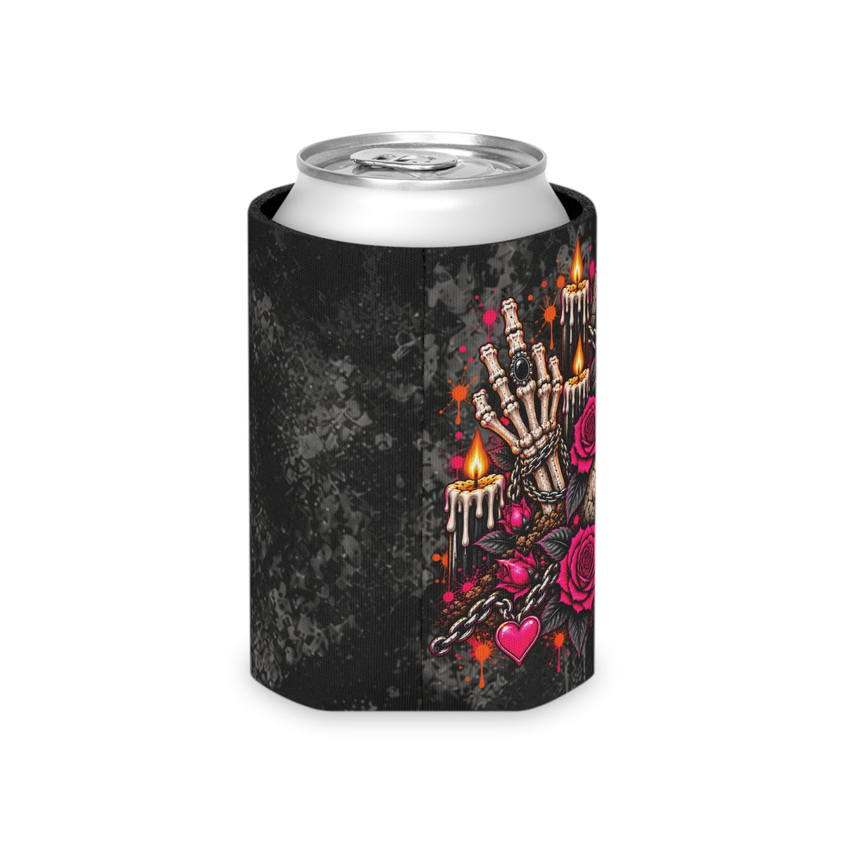 Dirt & Defiance Foam Grip Koozie | Gothic Skull & Coffin Can Cooler by Subbin4Sanity