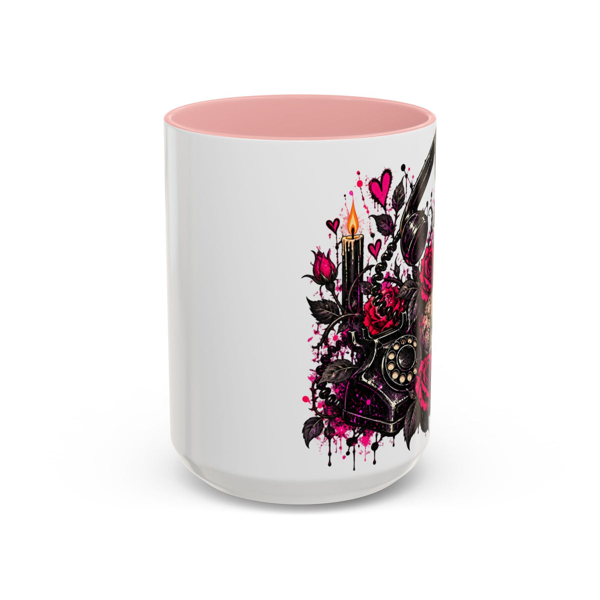 Karma’s Calling Coffee Mug | Gothic Skull & Telephone Ceramic Mug by Subbin4Sanity