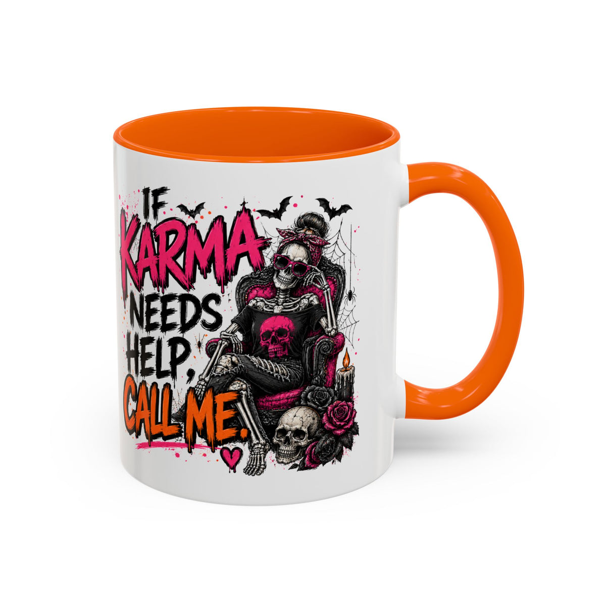 If Karma Needs Help Call Me Coffee Mug | Sarcastic Gothic Ceramic Mug by Subbin4Sanity