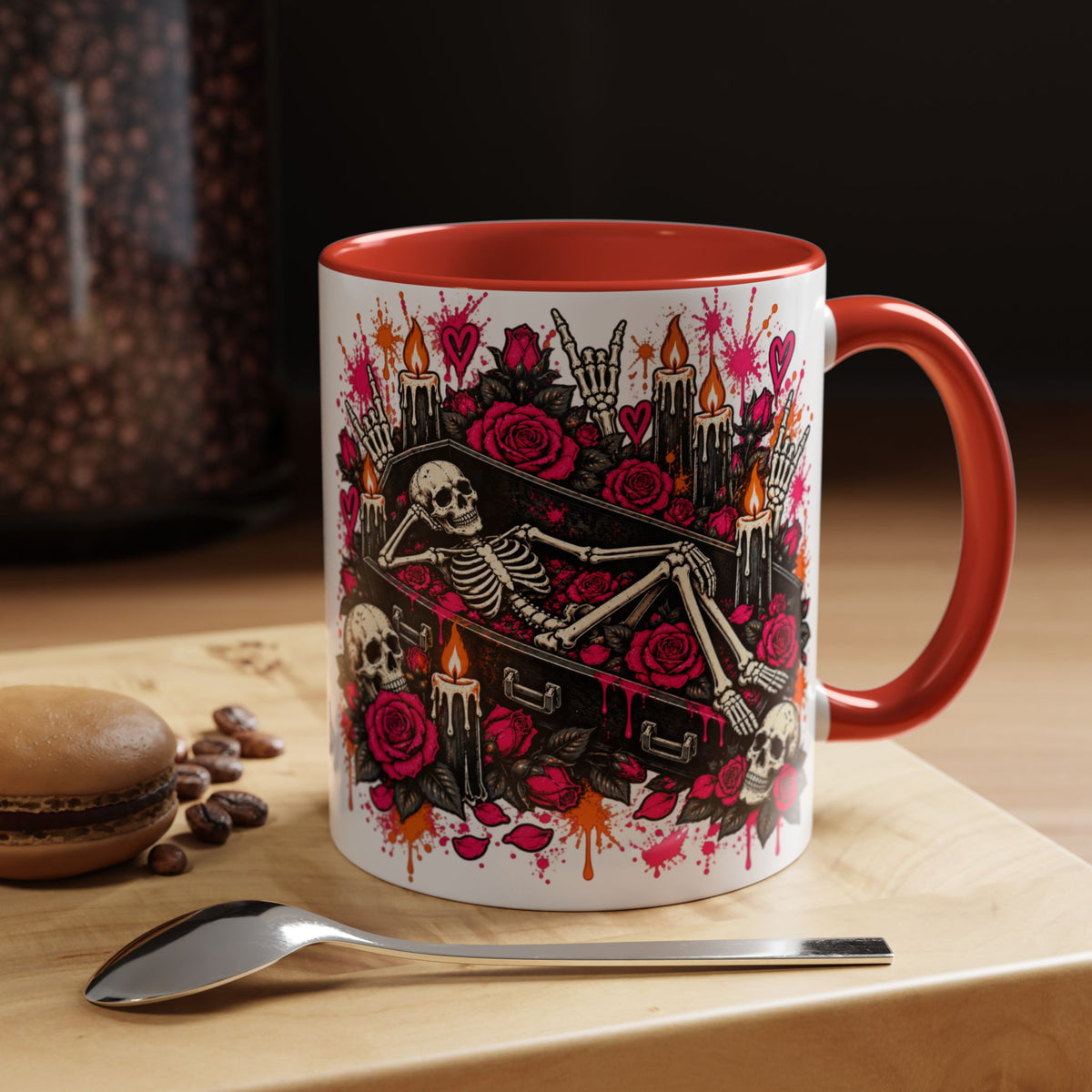 Dead & Unbothered Coffee Mug | Gothic Skeleton Ceramic Mug by Subbin4Sanity