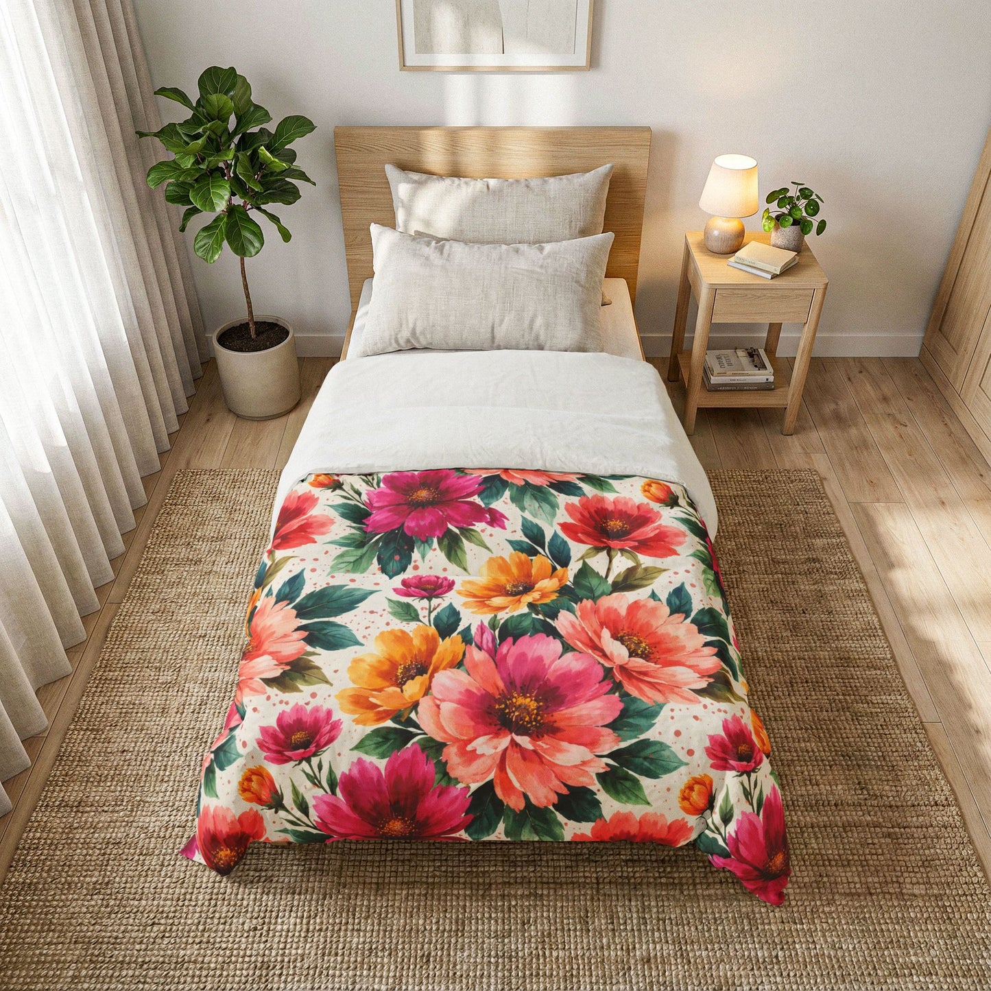 Electric Wildflower Garden Pattern – Splatter Bloom Collection – Comforter