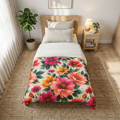 Electric Wildflower Garden Pattern – Splatter Bloom Collection – Comforter