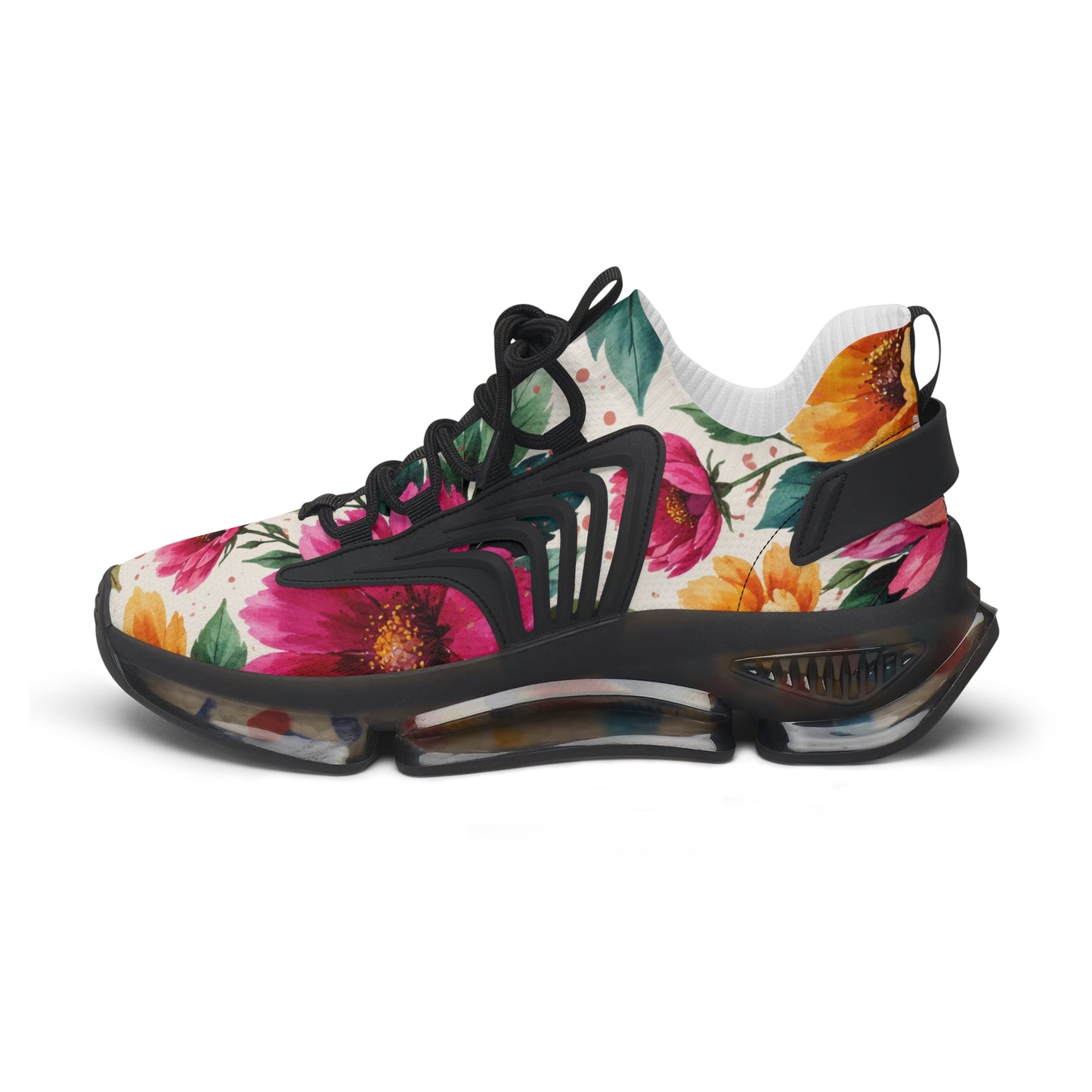 Electric Wildflower Garden Pattern – Splatter Bloom Collection — Lightweight Women's Breathable Athletic Mesh Sneakers