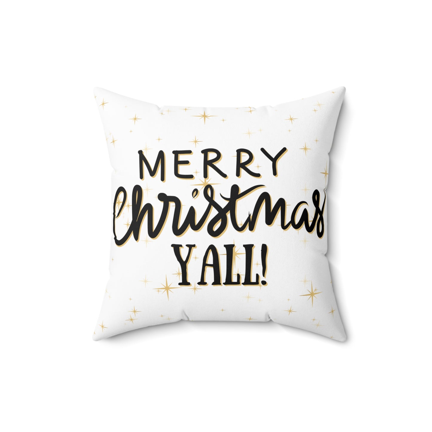 Christmas Pillowcase & Pillow Insert (White) with star pattern "merry christmas yall"