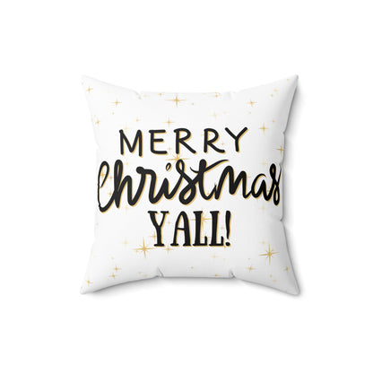 Christmas Pillowcase & Pillow Insert (White) with star pattern "merry christmas yall"