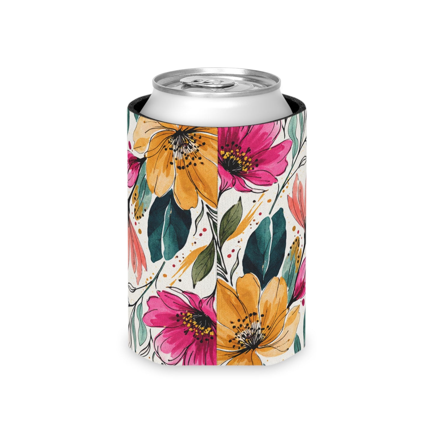 Modern Botanical Wildflower Pattern – Splatter Bloom Collection — Lightweight Foam Grip Lined Koozie