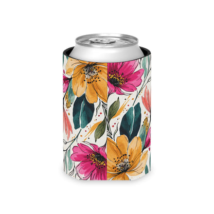 Modern Botanical Wildflower Pattern – Splatter Bloom Collection — Lightweight Foam Grip Lined Koozie