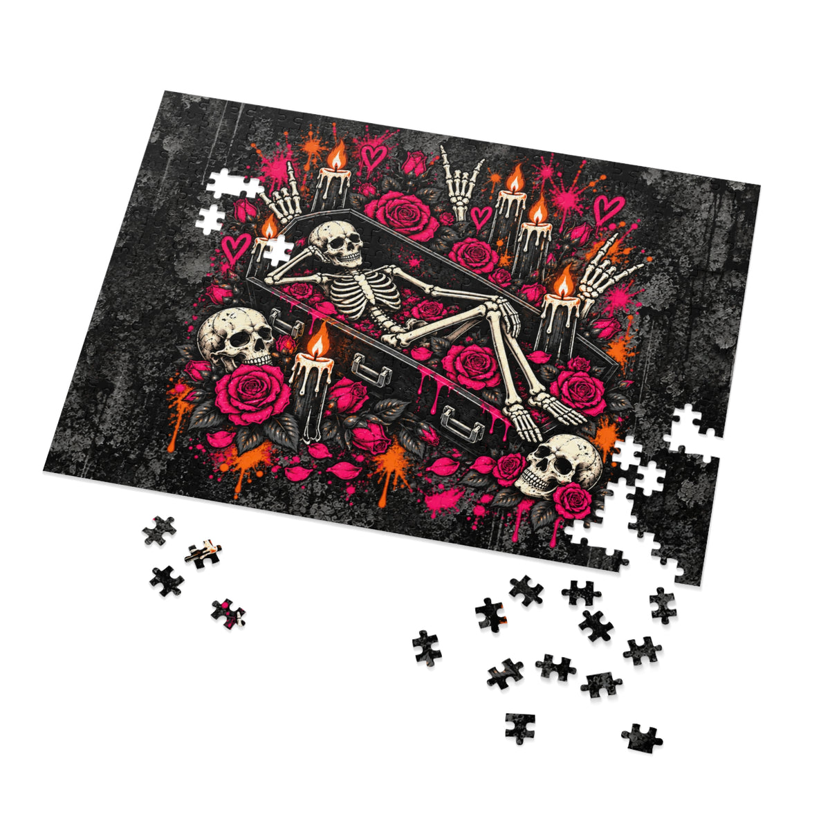 Dead & Unbothered Halloween Jigsaw Puzzle | Gothic Skeleton Statement Puzzle by Subbin4Sanity