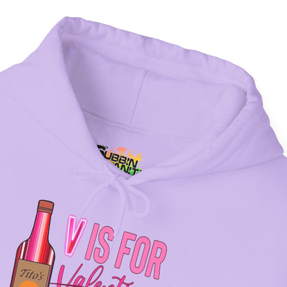 "V Is For Vodka" Valentines Hoodie – Cute Graphic Pullover | Unisex Cozy Valentine’s Day Hoodie