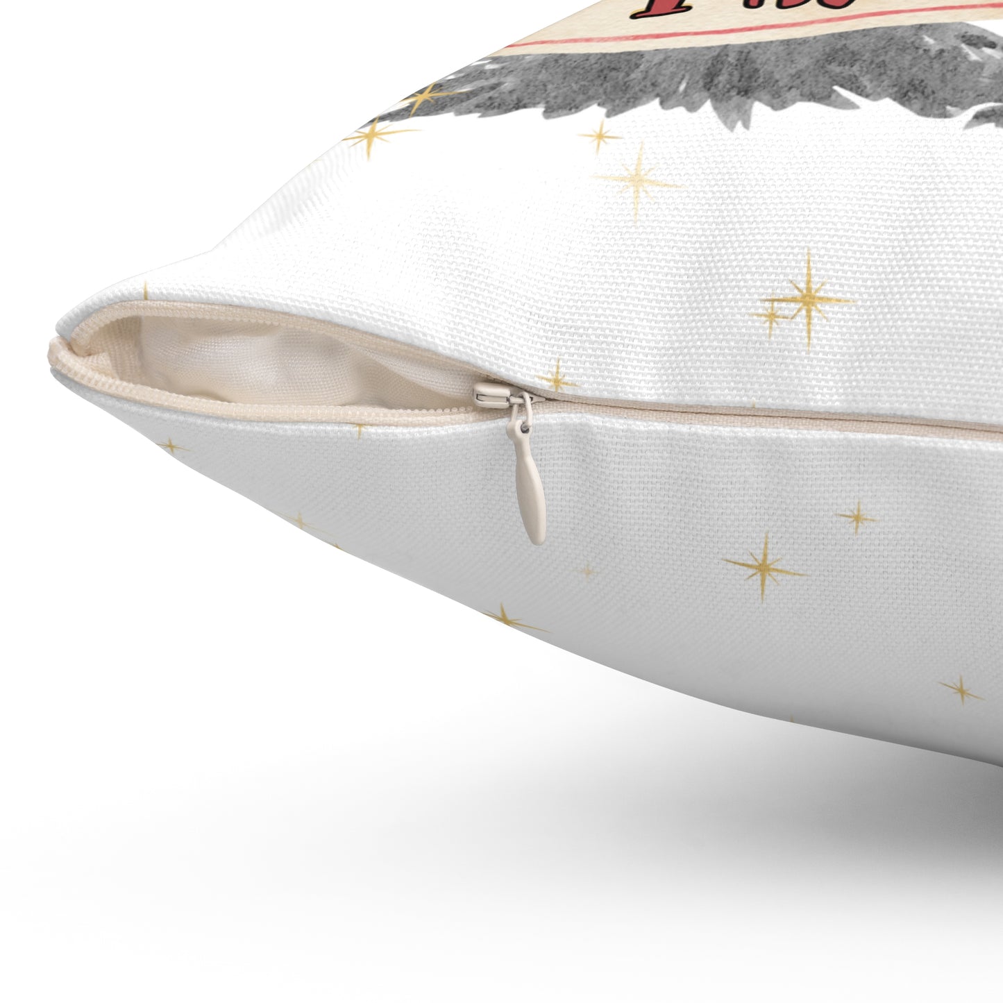 Christmas white Pillow Case & Pillow Insert with star pattern "im gunna lay under the christmas tree and remind my family ima gift"
