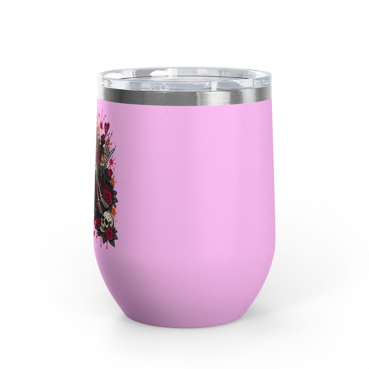 Dead & Unbothered 12oz Wine Tumbler | Gothic Skeleton Stainless Steel Cup by Subbin4Sanity