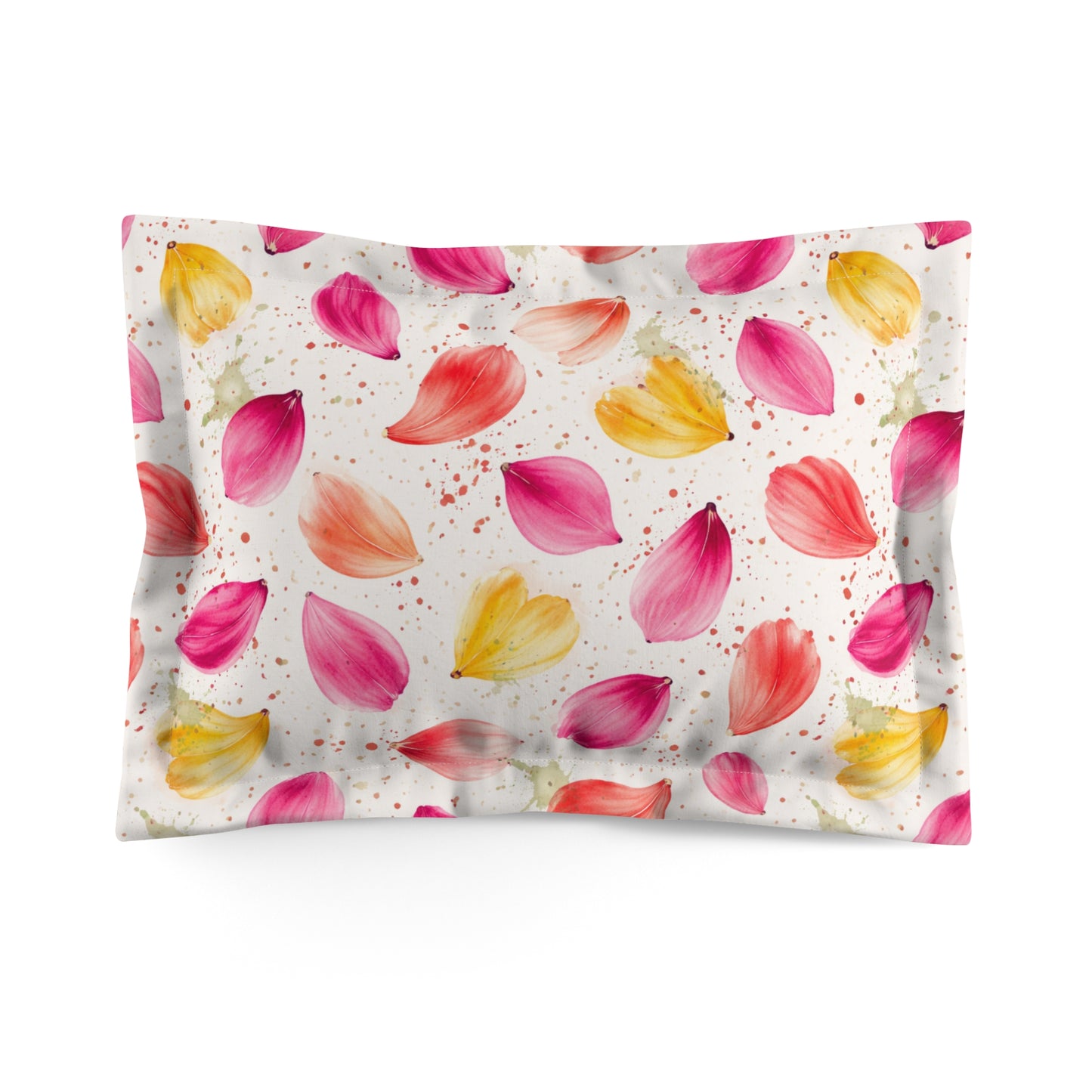 Watercolor Spring Petals Pattern – Splatter Bloom Collection – Decorative Pillowcase Sham