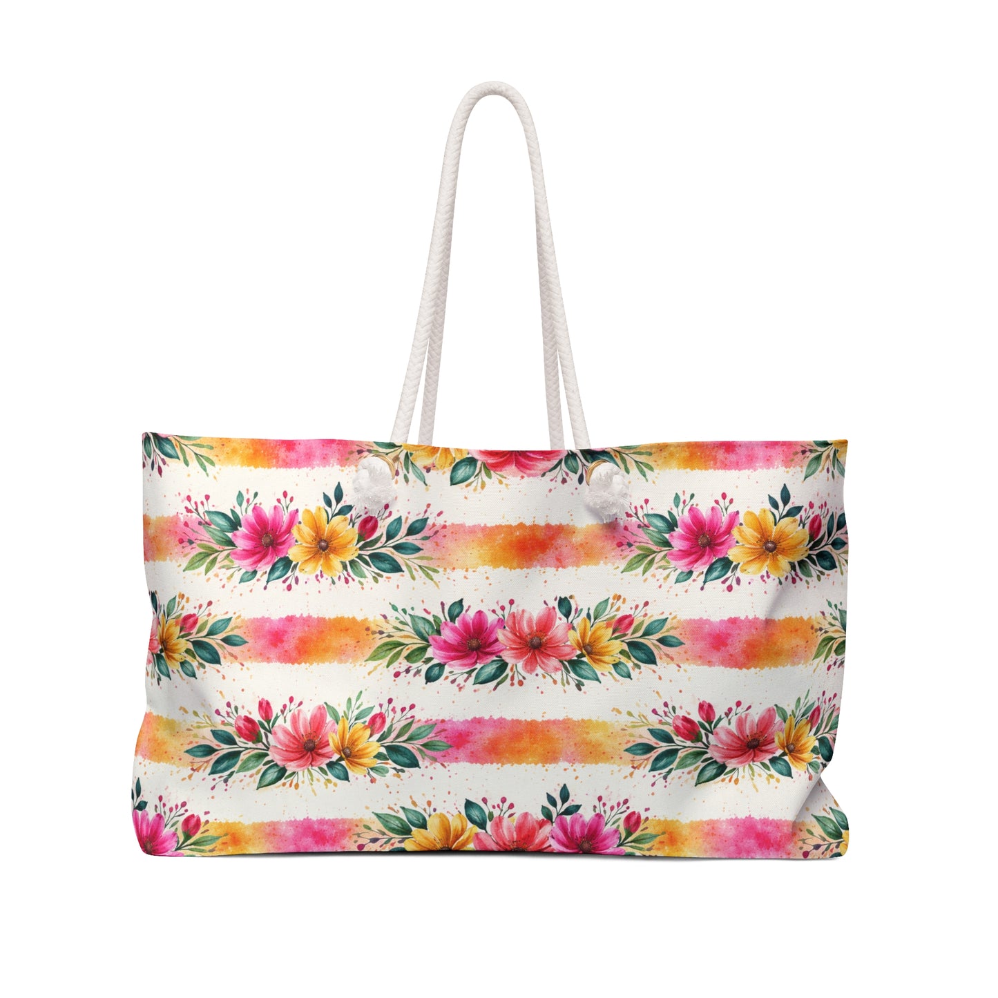 Wildflower Garden Stripe Pattern – Splatter Bloom Collection – Weekender Travel Tote Bag
