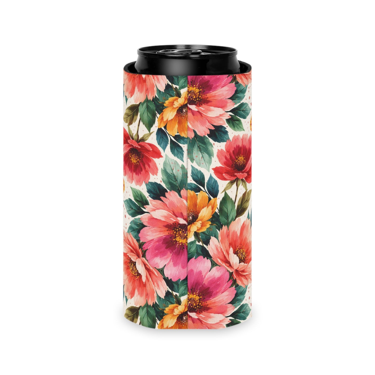 Electric Wildflower Garden Pattern – Splatter Bloom Collection — Lightweight Foam Grip Lined Koozie