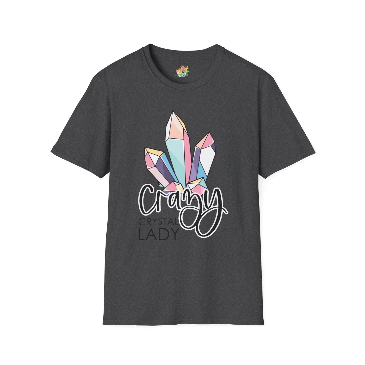 Crazy Crystal Lady Graphic T-Shirt | Funny Witchy Statement Tee by Subbin4Sanity