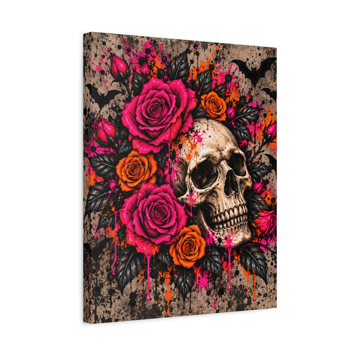 Deadly Blooms Halloween Canvas | Gothic Skull & Rose Wall Art by Subbin4Sanity