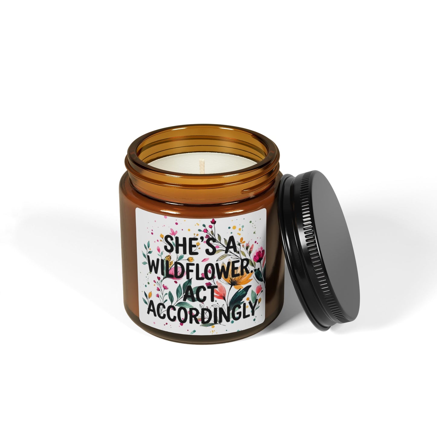 "She's a Wildflower" Scented Amber Jar Soy Candle
