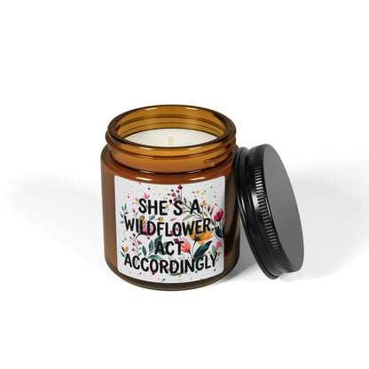 "She's a Wildflower" Scented Amber Jar Soy Candle