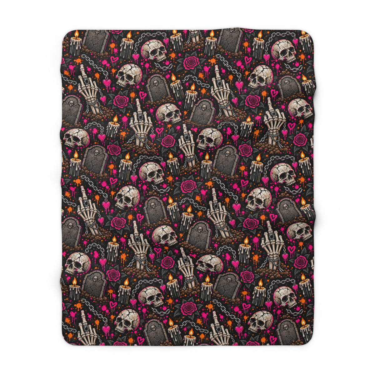 Dirt & Defiance Sherpa Fleece Blanket | Gothic Skull & Graveyard Throw by Subbin4Sanity