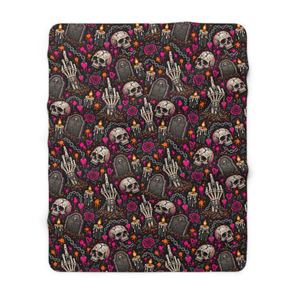Dirt & Defiance Sherpa Fleece Blanket | Gothic Skull & Graveyard Throw by Subbin4Sanity