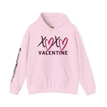 XOXO Valentine Hoodie | Cute Pink Heart Graphic Cozy Pullover by Subbin4Sanity