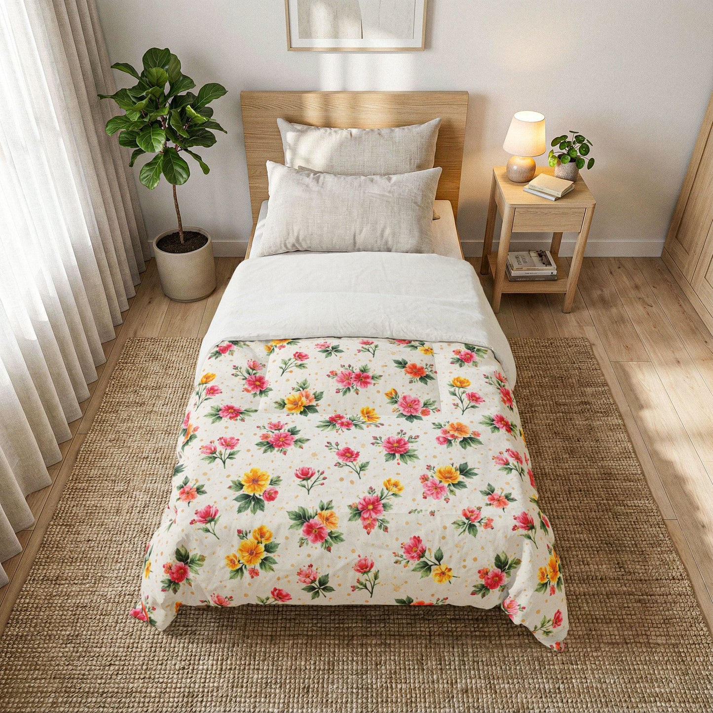 Wildflower Sprinkle Pattern – Splatter Bloom Collection – Comforter
