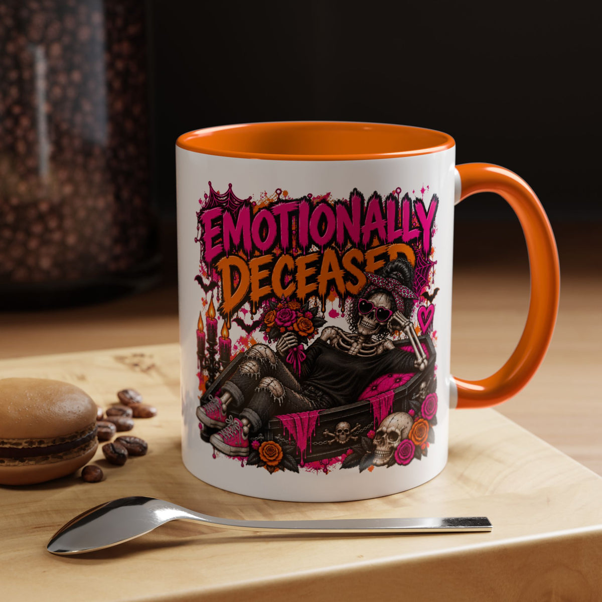 Emotionally Deceased Coffee Mug | Sarcastic Gothic Ceramic Mug by Subbin4Sanity