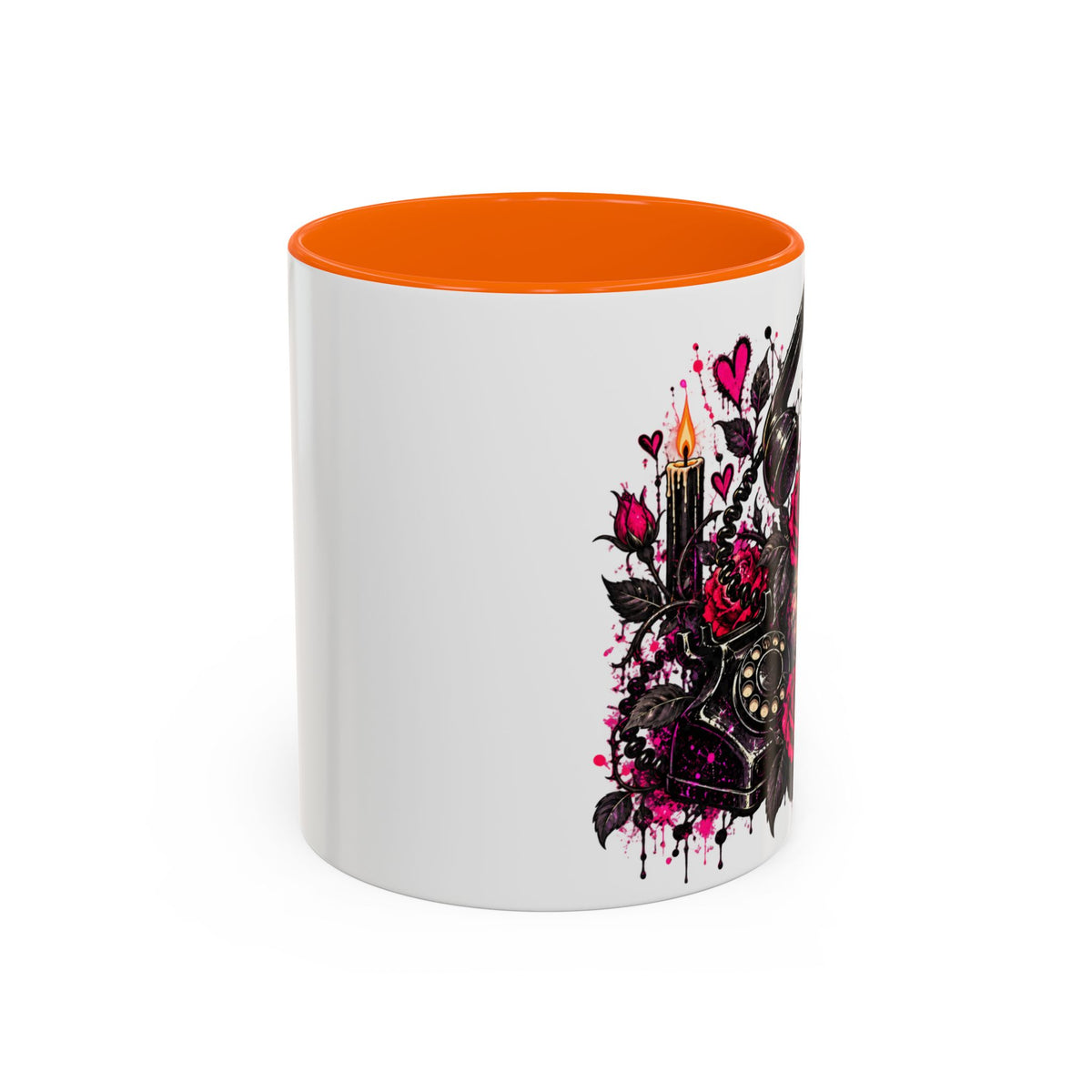 Karma’s Calling Coffee Mug | Gothic Skull & Telephone Ceramic Mug by Subbin4Sanity