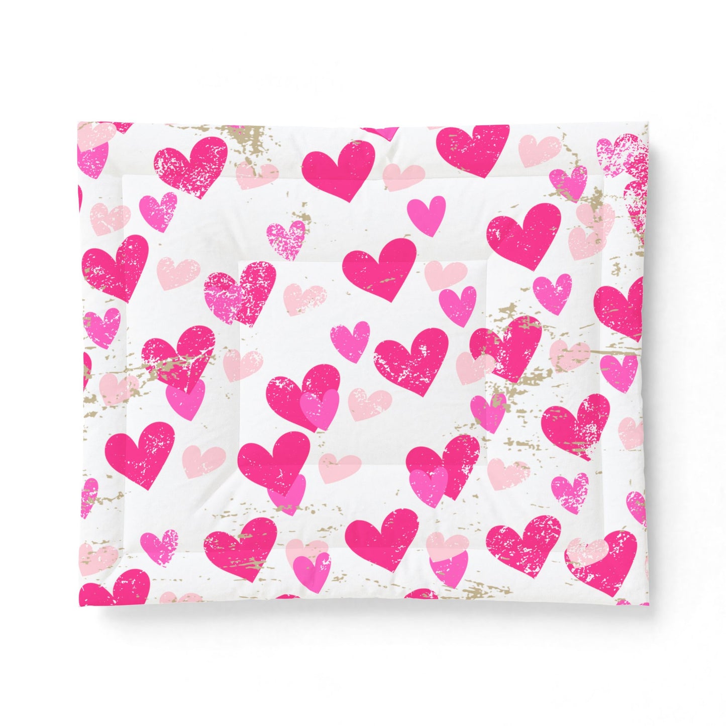 Love Worn Cozy Comforter Blanket | Distressed Heart Print Cotton Comforter – Pink Love Pattern Bedding by Subbin4Sanity