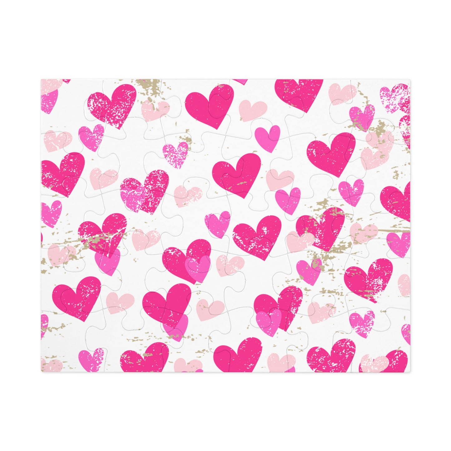 Heart Pattern Jigsaw Puzzle with Tin — Pink Hearts Valentine Puzzle Gift