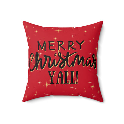 Christmas red Pillowcase & Pillow Insert with star pattern "merry chritmas yall"