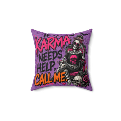 If Karma Needs Help, Call Me + Karma’s Calling Double-Sided Pillowcase & Insert | Gothic Halloween Decor by Subbin4Sanity