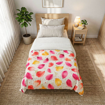 Watercolor Spring Petals Pattern – Splatter Bloom Collection – Comforter