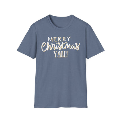 Merry Christmas Y’all Text Graphic T-Shirt | Southern Holiday Tee by Subbin4Sanity