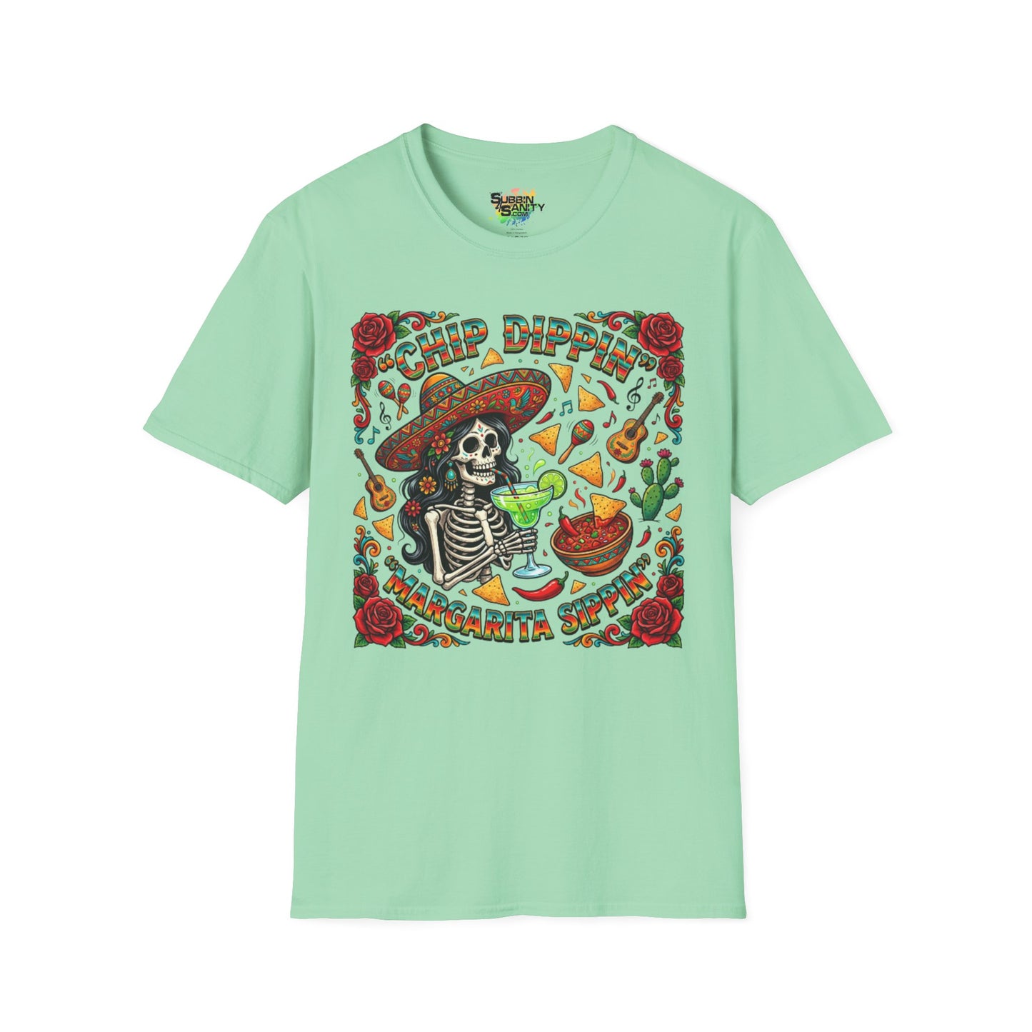 "Chip Dippin Margarita Sippin" (Circle) | Unisex Softstyle T-Shirt