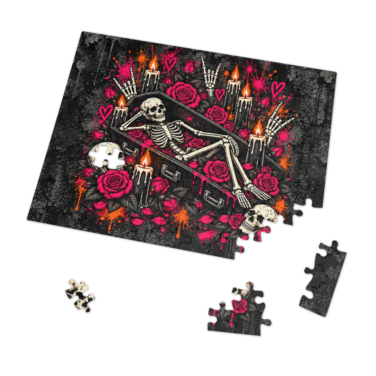 Dead & Unbothered Halloween Jigsaw Puzzle | Gothic Skeleton Statement Puzzle by Subbin4Sanity
