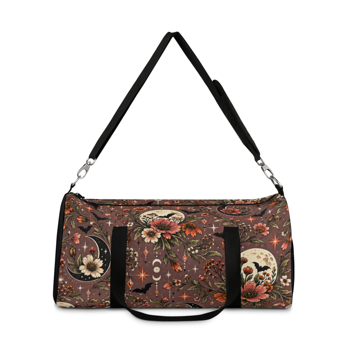 Midnight Wildflowers Duffel Bag | Boho Halloween Floral Celestial Travel Bag by Subbin4Sanity