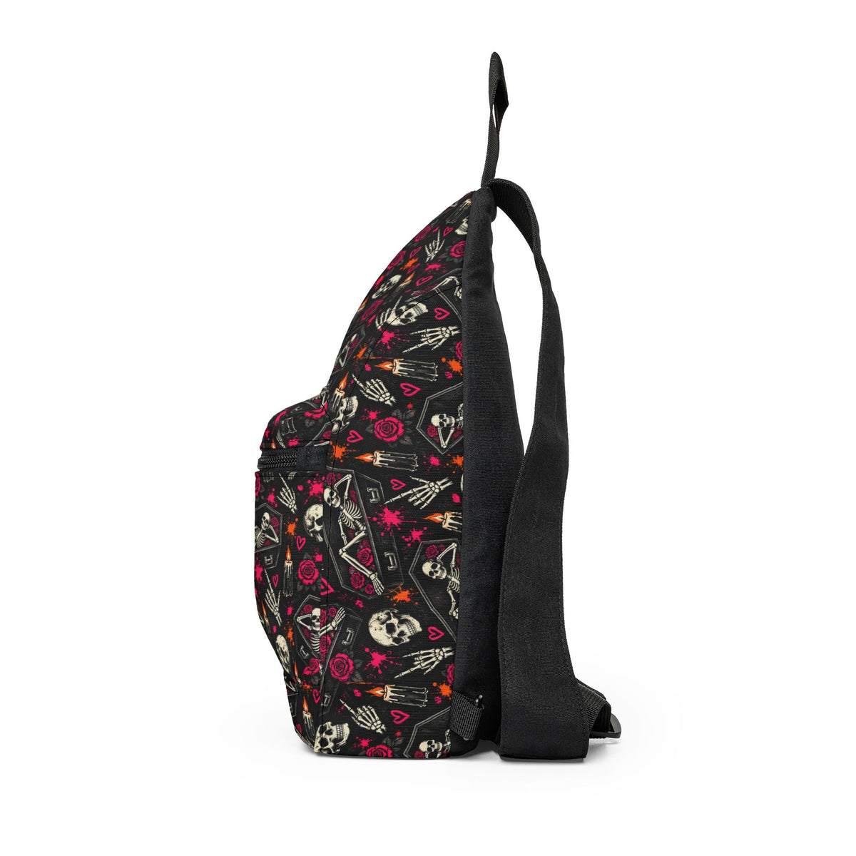 Dead & Unbothered Crossbody Sling Bag | Skull & Rose Halloween Bag by Subbin4Sanity