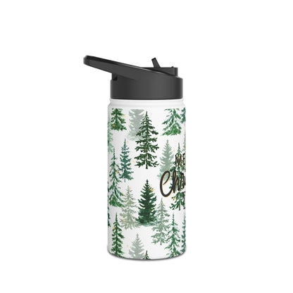 Merry Christmas Y'all Stainless Steel Water Bottle — Christmas Tree Design