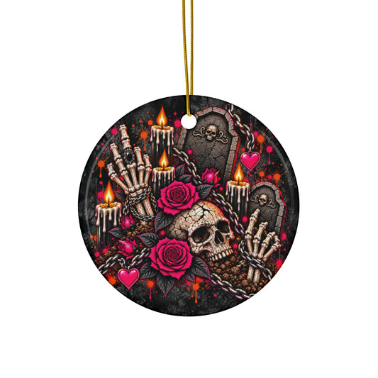 Dirt & Defiance Ceramic Ornament | Gothic Halloween Ornament & Holiday Gift Tag by Subbin4Sanity