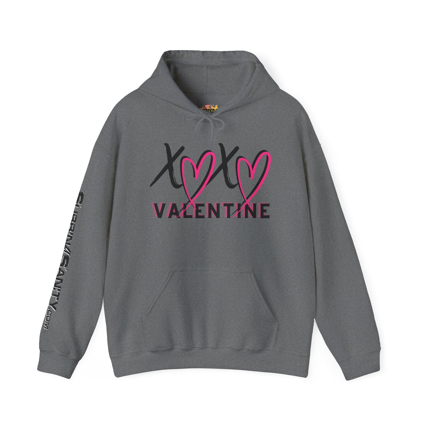 XOXO Valentine Hoodie | Cute Pink Heart Graphic Cozy Pullover by Subbin4Sanity